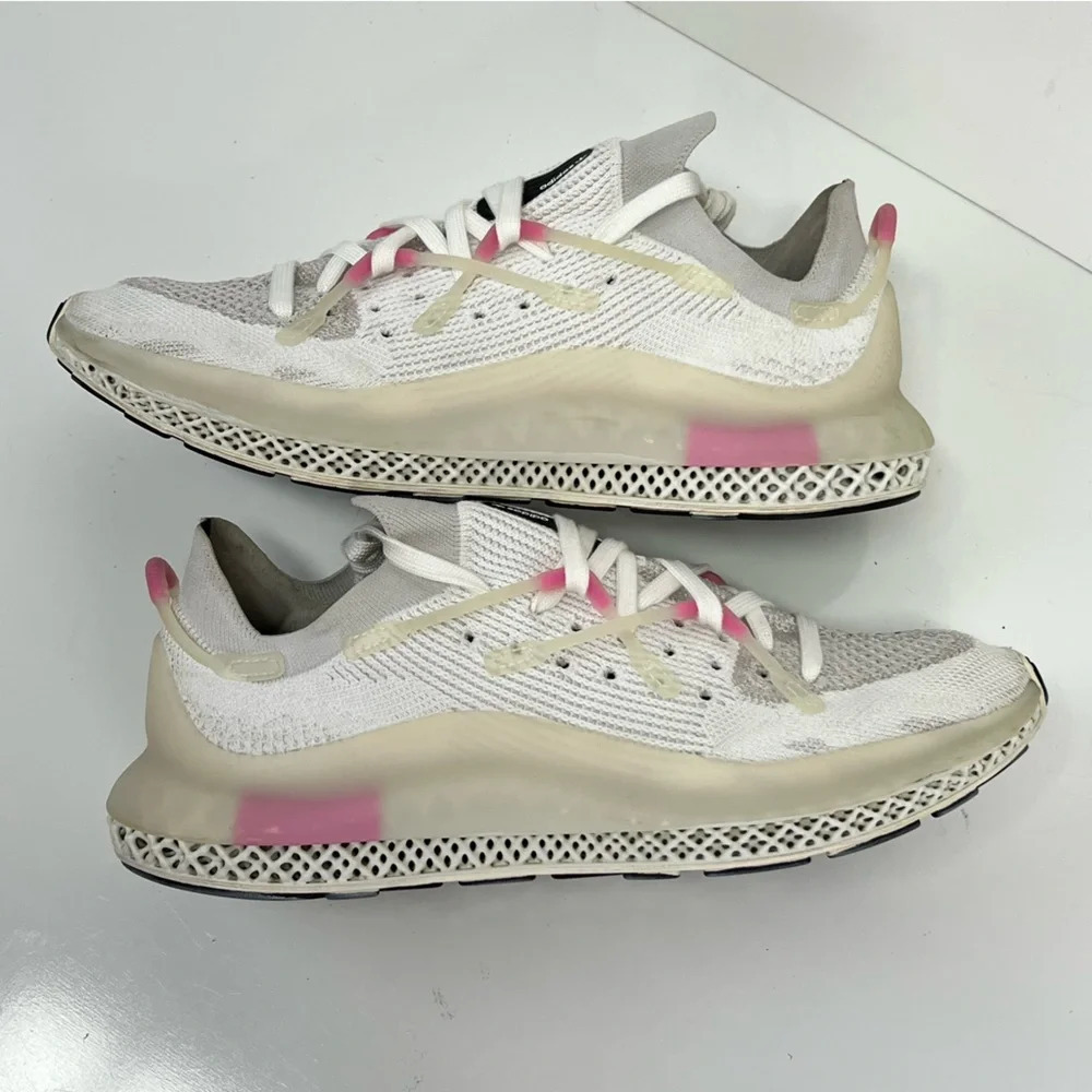 ADIDAS Men's White and pink 4D FUSIO CLOUD  running sneakers size 9.5 - Picture 4 of 13